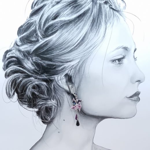 Boucles d'oreilles moulin à vent en Liberty Star anisé violet Boucles d'oreilles moulin à vent en Liberty Star anisé violet