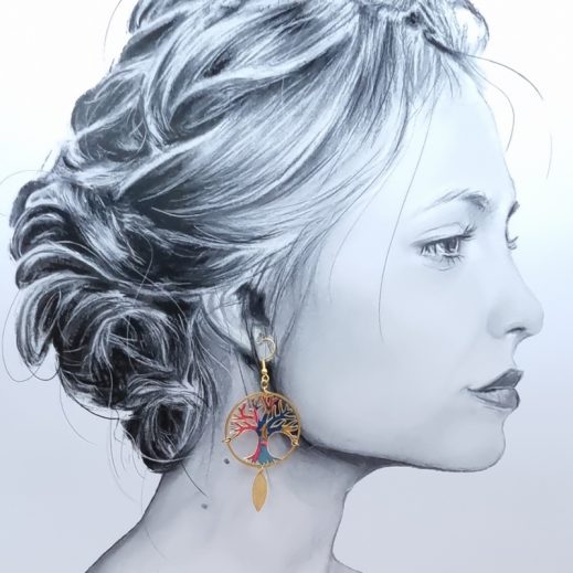 boucles d'oreilles Phoenix et arbre de vie en liberty Little Eustacia boucles d'oreilles Phoenix et arbre de vie en liberty Little Eustacia