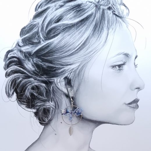 boucles d'oreilles Phoenix et arbre de vie en liberty Strawberry thief majorelle boucles d'oreilles Phoenix et arbre de vie en liberty Strawberry thief majorelle