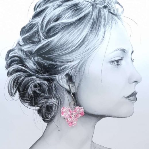 boucles d'oreilles fleurs de cerisier Sakura en liberty Mitsi Valéria rose boucles d'oreilles fleurs de cerisier Sakura en liberty Mitsi Valéria rose