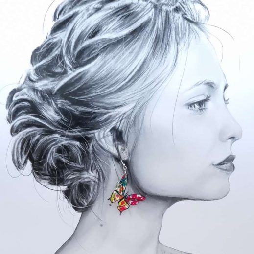 boucles d'oreilles grand papillons et grand lotus en liberty Margaret annie fushia boucles d'oreilles grand papillons et grand lotus en liberty Margaret annie fushia