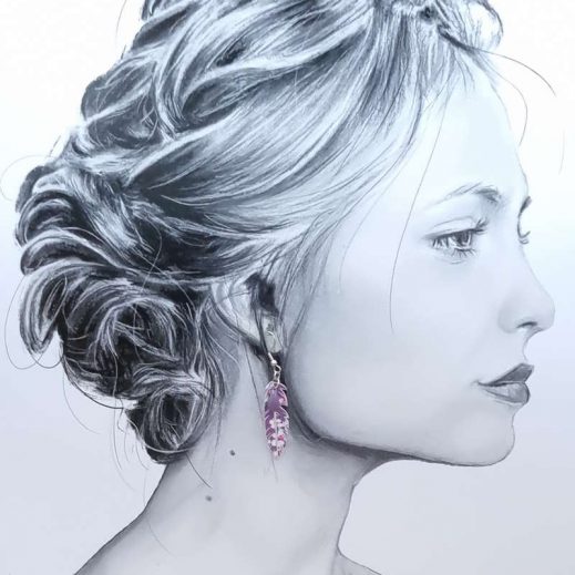 Boucles d'oreilles Lune et plume en Petit Pan Hanako violet Boucles d'oreilles Lune et plume en Petit Pan Hanako violet