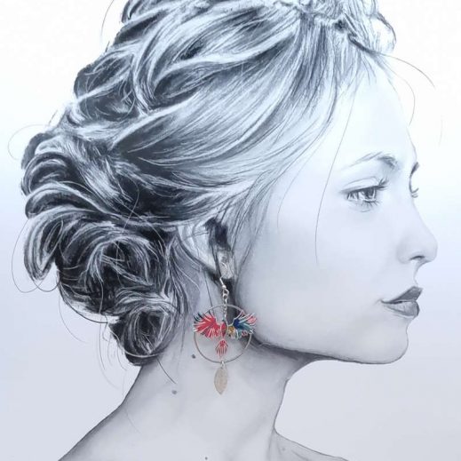 boucles d'oreilles Phoenix et plumes en liberty little Eustacia boucles d'oreilles Phoenix et plumes en liberty little Eustacia