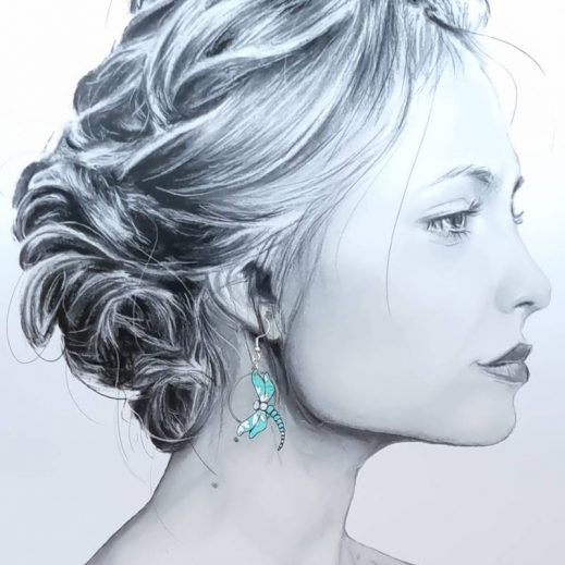 Boucles d'oreilles Libellule et Lotus en liberty Capel mint Boucles d'oreilles Libellule et Lotus en liberty Capel mint