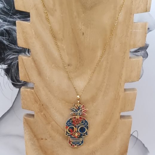 Collier Santa muerte calaveras en liberty Ciara pétrole Collier Santa muerte calaveras en liberty Ciara pétrole