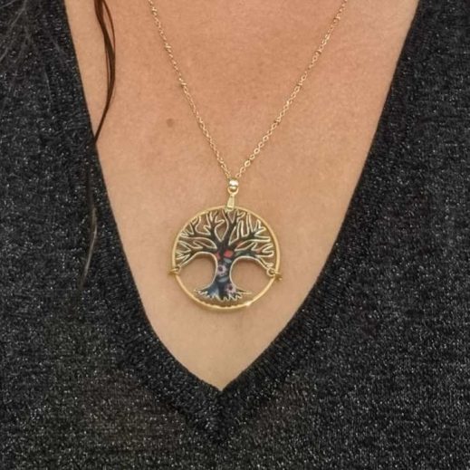 Collier Arbre de Vie en liberty Perséphone violine Collier Arbre de Vie en liberty Perséphone violine