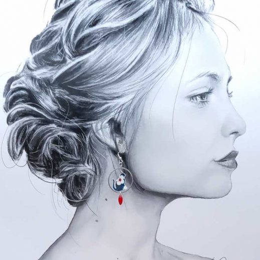 Boucles d'oreilles très petits chats en liberty mitsi marine (2.5 cm) Boucles d'oreilles très petits chats en liberty mitsi marine (2.5 cm)