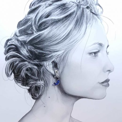 Boucles d'oreilles très petits chats en liberty Capel indigo (2.3 cm) Boucles d'oreilles très petits chats en liberty Capel indigo (2.3 cm)