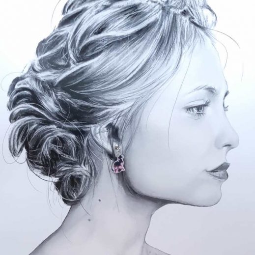 Boucles d'oreilles très petits chats en liberty star anisé violet Boucles d'oreilles très petits chats en liberty star anisé violet