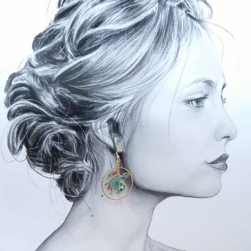 Boucle d'oreille à l'UNITE tortue en liberty donna leigh jade Boucle d'oreille à l'UNITE tortue en liberty donna leigh jade