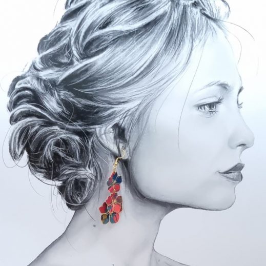 Boucles d'oreilles grande carpe Koï et 3 fleurs de cerisier sakura en liberty Little Eustacia Boucles d'oreilles grande carpe Koï et 3 fleurs de cerisier sakura en liberty Little Eustacia