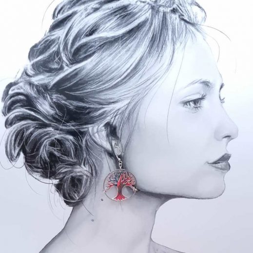 boucles d'oreilles Arbre de vie en liberty Little eustacia boucles d'oreilles Arbre de vie en liberty Little eustacia