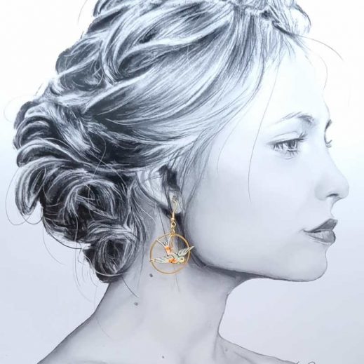 boucles d'oreilles oiseau hirondelle et étoiles en Petit Pan Power Flower blanc boucles d'oreilles oiseau hirondelle et étoiles en Petit Pan Power Flower blanc