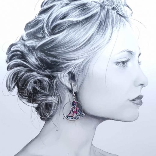 Boucles d'oreilles Lotus et Buddha en liberty Perséphone violine Boucles d'oreilles Lotus et Buddha en liberty Perséphone violine