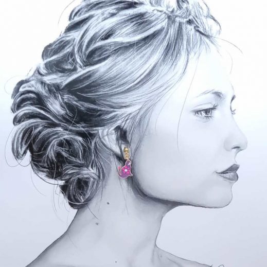 Boucles d'oreilles Mini chat en Petit Pan Hanako violet Boucles d'oreilles Mini chat en Petit Pan Hanako violet