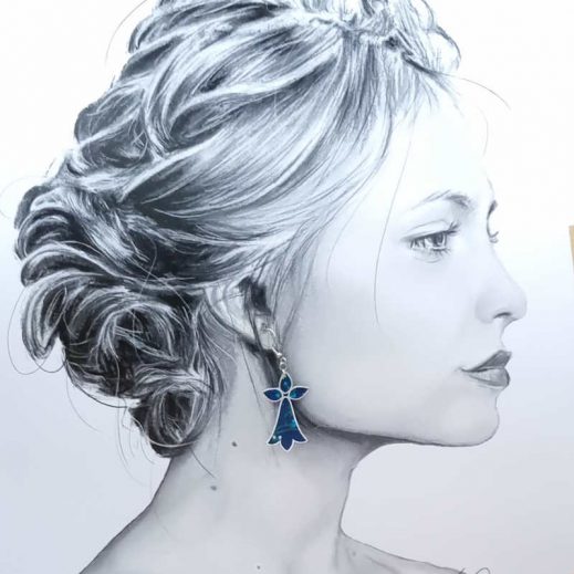 Boucle d'oreille à l'UNITE Hermine en liberty Erica navy Boucle d'oreille à l'UNITE Hermine en liberty Erica navy