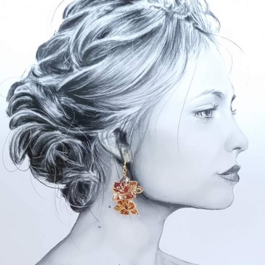 Boucles d'oreilles Magnolias en TISSU liberty Margareth Annie écureuil Boucles d'oreilles Magnolias en TISSU liberty Margareth Annie écureuil