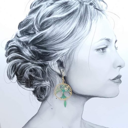Boucles d'oreilles plumes et arbre de vie en TISSU Liberty Donna Leigh Jade Boucles d'oreilles plumes et arbre de vie en TISSU Liberty Donna Leigh Jade