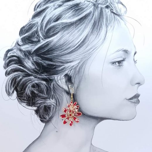 Boucles d'oreilles marguerite mitsi valéria rubis Boucles d'oreilles marguerite mitsi valéria rubis