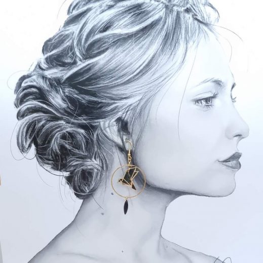 boucles d"oreilles oiseau origami liberty erica noir boucles d"oreilles oiseau origami liberty erica noir