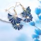 Boucles d'oreilles Gingko en TISSU liberty Erica navy
