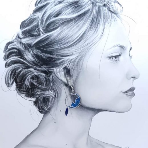 Boucles d'oreilles chats en liberty Emma and Georgina bleu Boucles d'oreilles chats en liberty Emma and Georgina bleu