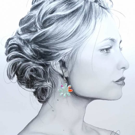 boucles d'oreilles oiseau hirondelle et marguerite en petit pan fleur des îles vert d'eau boucles d'oreilles oiseau hirondelle et marguerite en petit pan fleur des îles vert d'eau