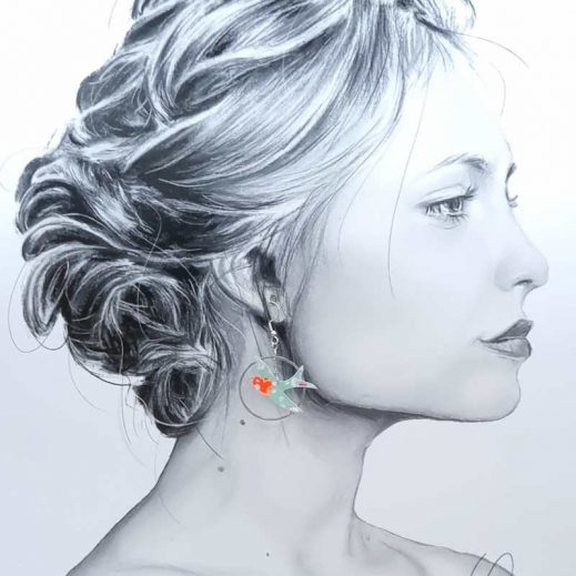 boucles d'oreilles oiseau hirondelle et marguerite en petit pan fleur des îles vert d'eau boucles d'oreilles oiseau hirondelle et marguerite en petit pan fleur des îles vert d'eau