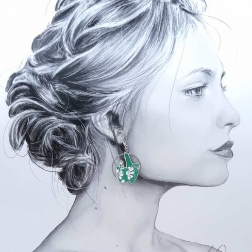 Boucles d'oreilles Paresseux et fleurs de cerisier sakura en liberty Capel émeraude Boucles d'oreilles Paresseux et fleurs de cerisier sakura en liberty Capel émeraude