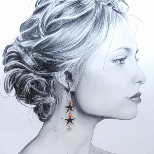 boucles d'oreilles étoiles lune planète liberty Erica noir boucles d'oreilles étoiles lune planète liberty Erica noir