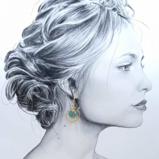 Boucles rouge-gorge et plume en liberty Donna leigh jade Boucles rouge-gorge et plume en liberty Donna leigh jade