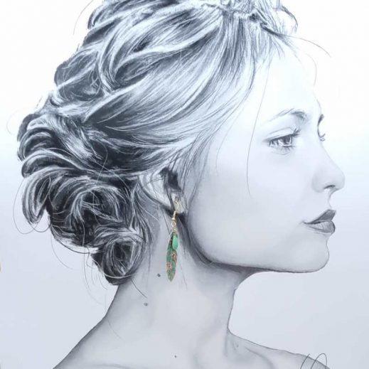 Boucles rouge-gorge et plume en liberty Donna leigh jade Boucles rouge-gorge et plume en liberty Donna leigh jade