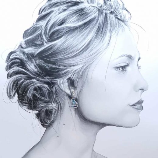 Boucles d'oreilles Mini loup en liberty Strawberry thief denim Boucles d'oreilles Mini loup en liberty Strawberry thief denim