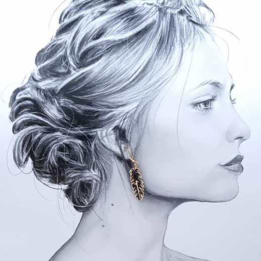 boucles d'oreilles oiseau hirondelle et plume en liberty Erica noir boucles d'oreilles oiseau hirondelle et plume en liberty Erica noir