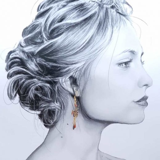 Boucles d'oreilles Mini Phoenix en liberty Ciara pétrole Boucles d'oreilles Mini Phoenix en liberty Ciara pétrole