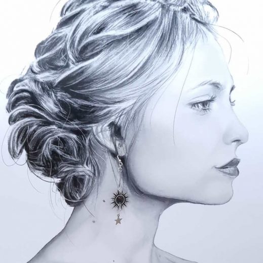 boucles d'oreilles étoiles lune soleil liberty Erica noir boucles d'oreilles étoiles lune soleil liberty Erica noir