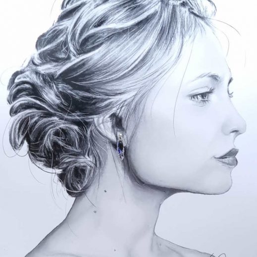 Boucles d'oreilles mini colibri et plume en liberty Capel indigo Boucles d'oreilles mini colibri et plume en liberty Capel indigo