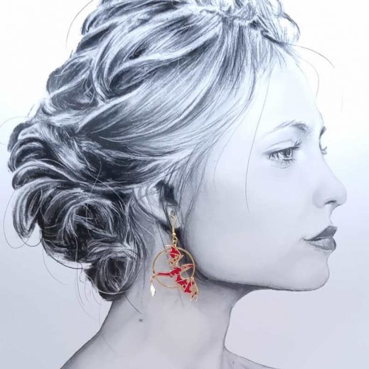 boucles d'oreilles dragon et licorne liberty Capel rubis boucles d'oreilles dragon et licorne liberty Capel rubis