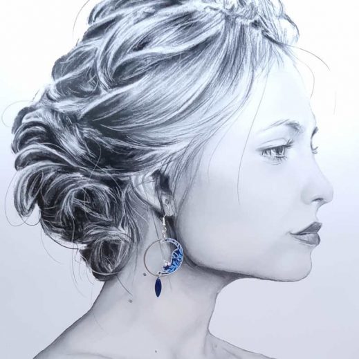 Boucles d'oreilles chats en liberty Strawberry Thief Majorelle Boucles d'oreilles chats en liberty Strawberry Thief Majorelle