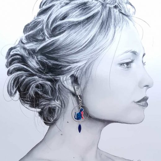 Boucles d'oreilles chats en liberty Wiltshire Nausica Boucles d'oreilles chats en liberty Wiltshire Nausica