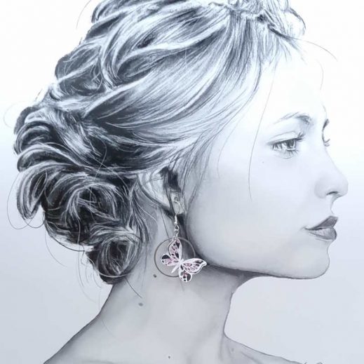 Boucles d'oreilles Papillons en liberty Star anisé violet Boucles d'oreilles Papillons en liberty Star anisé violet