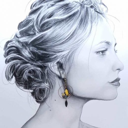 Boucles d'oreilles chats en liberty Star anise jaune Boucles d'oreilles chats en liberty Star anise jaune