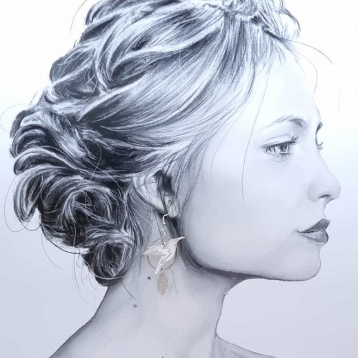 boucles d'oreilles colibri et fleurs de cerisier en liberty IANTHE boucles d'oreilles colibri et fleurs de cerisier en liberty IANTHE