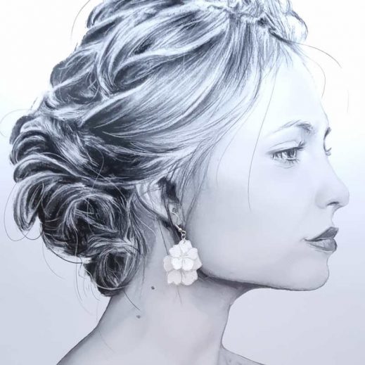 boucles d'oreilles colibri et fleurs de cerisier en liberty IANTHE boucles d'oreilles colibri et fleurs de cerisier en liberty IANTHE