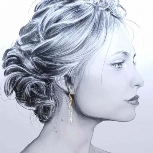 boucles d'oreilles colibri et plume en liberty Ianthe boucles d'oreilles colibri et plume en liberty Ianthe