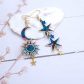 boucles d'oreilles étoiles lune soleil liberty Ciara pétrole