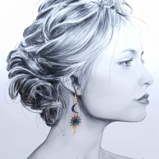 boucles d'oreilles étoiles lune soleil liberty Ciara pétrole boucles d'oreilles étoiles lune soleil liberty Ciara pétrole