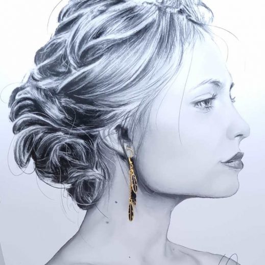 boucles d'oreilles plumes et arbre de vie en liberty Erica noir boucles d'oreilles plumes et arbre de vie en liberty Erica noir