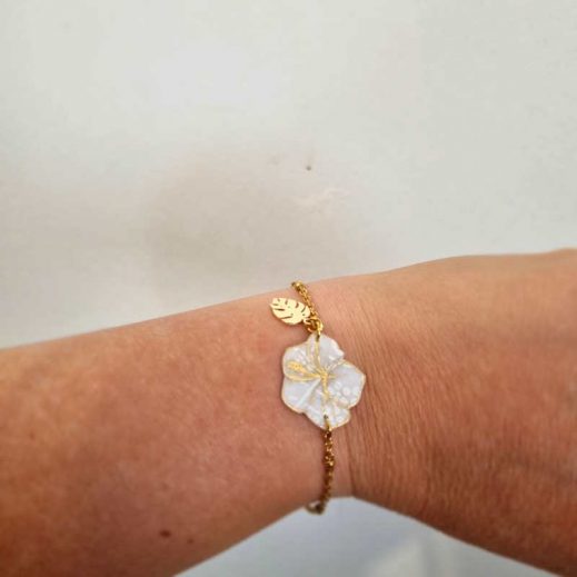 Bracelet fin fleur hibiscus en Liberty Ianthe Bracelet fin fleur hibiscus en Liberty Ianthe