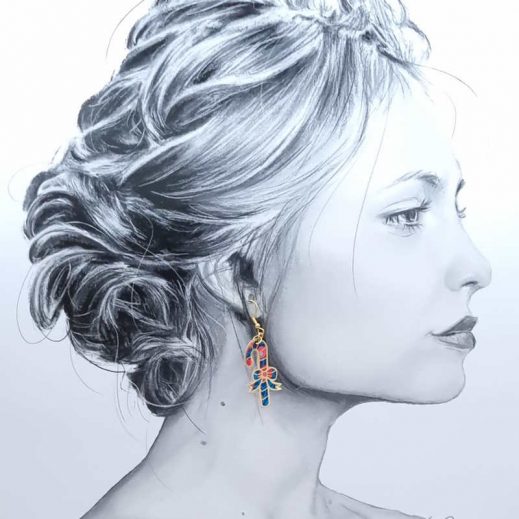 Boucles d'oreilles Pain d'épice et sucre d'orge Noël en Liberty wiltshire Nausica Boucles d'oreilles Pain d'épice et sucre d'orge Noël en Liberty wiltshire Nausica